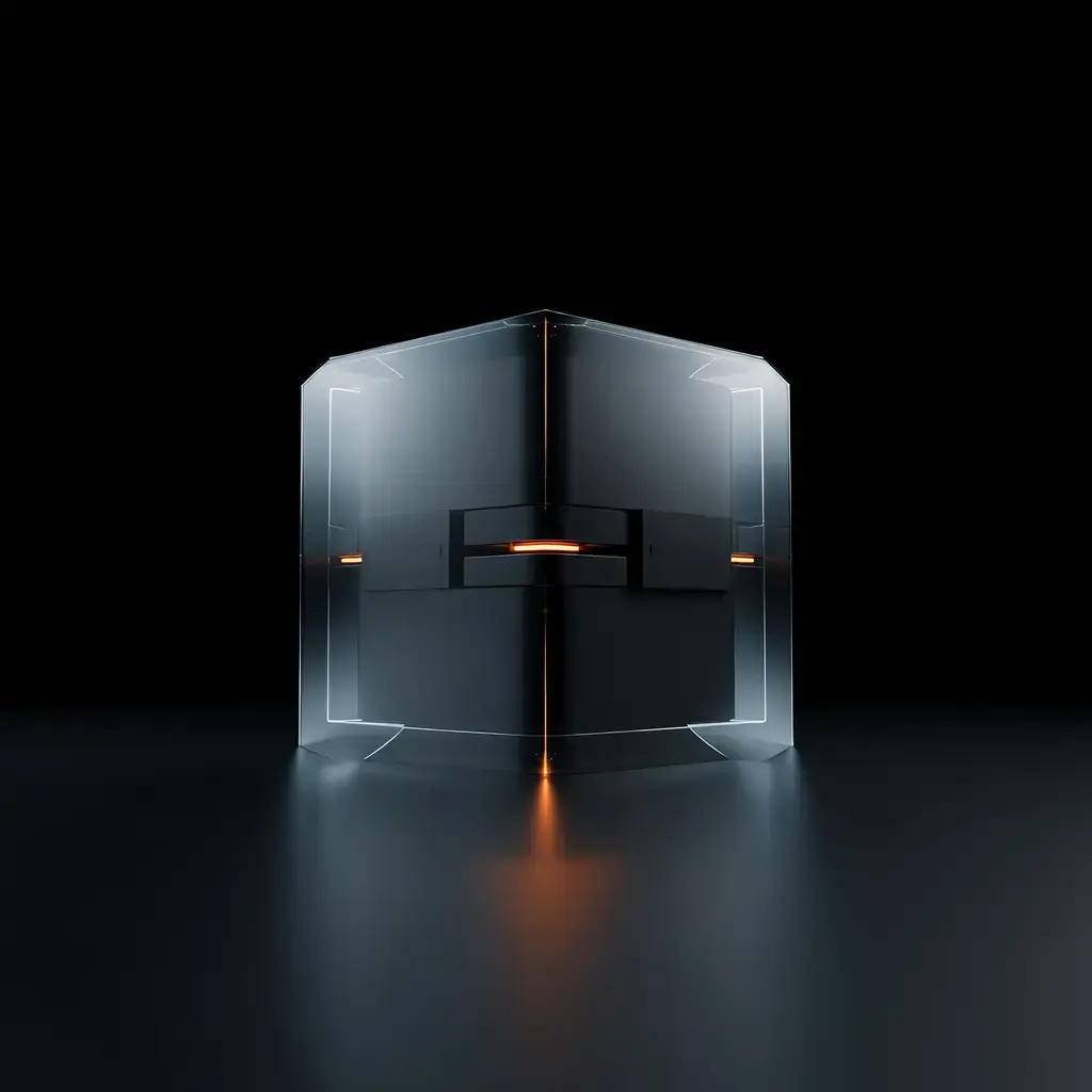 Studio-Render eines transluzenten SunPeak-Gehäuses über einem beleuchteten Boden